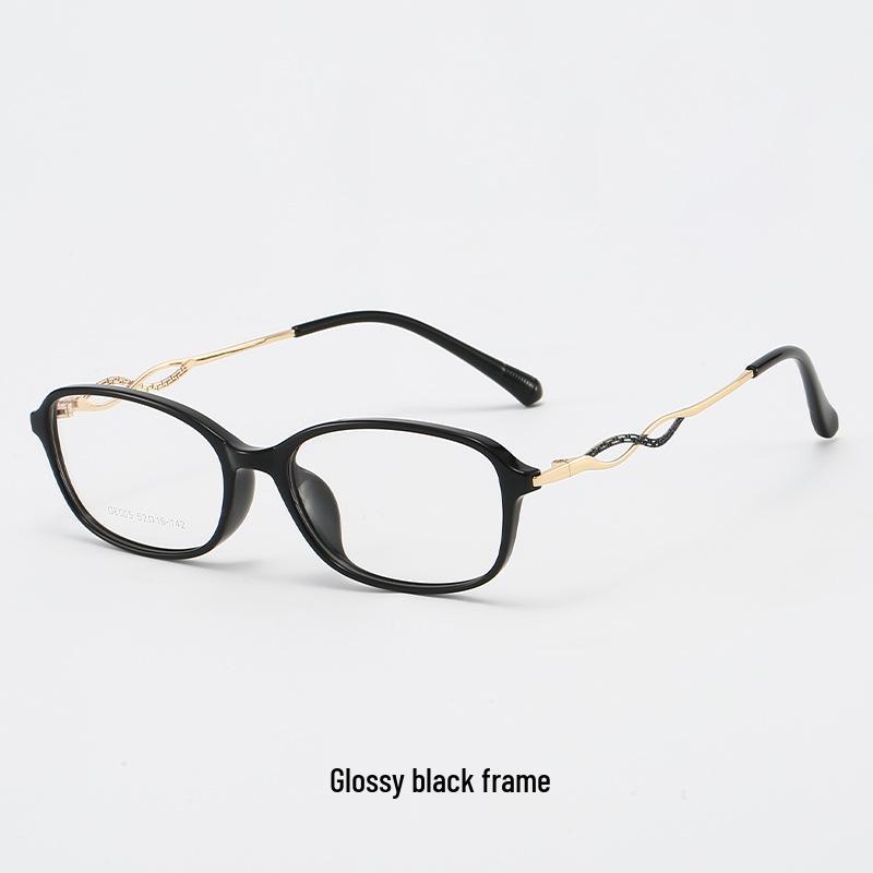 Intelligent Gentle Lady TR Glasses Frame - Ultra-Light, Natural Look with Hollow Temple Design and Prescription Lenses