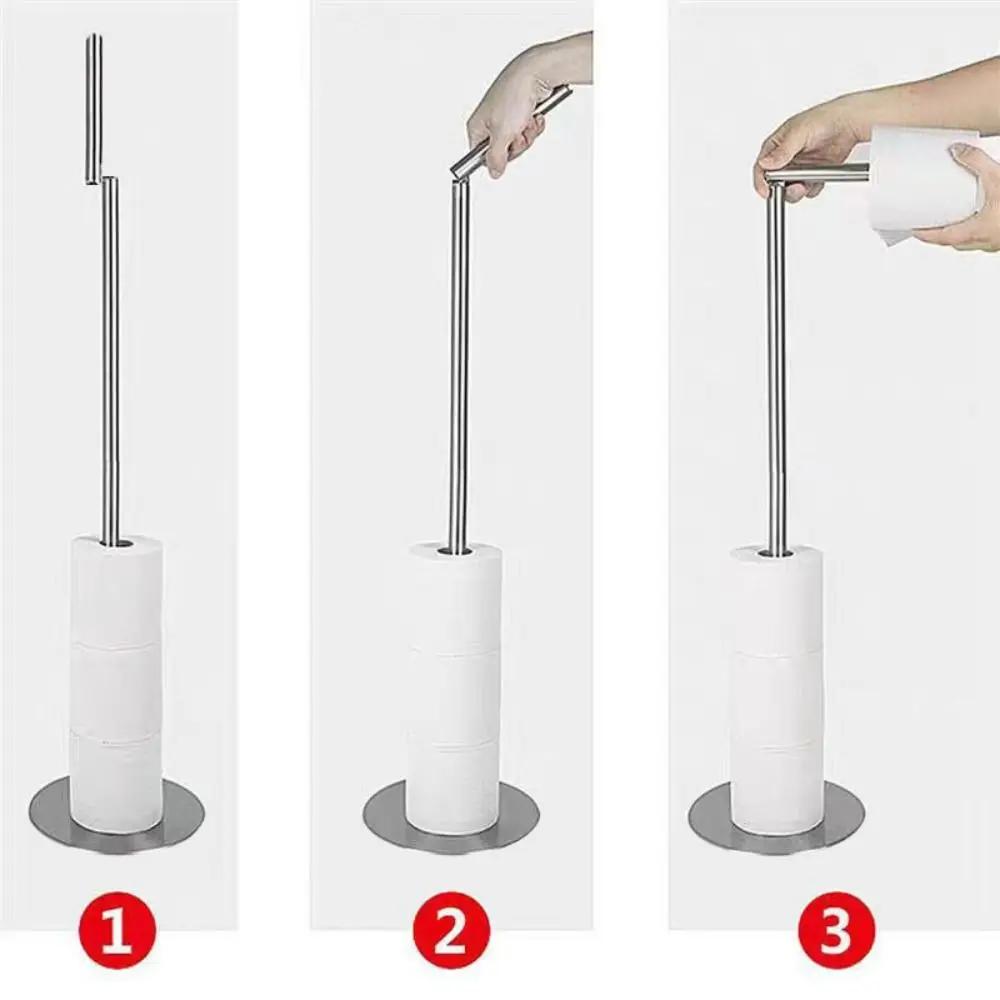 Roestvrij Vrijstaand Toiletpapierhouder Enkele Paal Antislip Roestvrij Staal Papierrol Stand Inklapbaar Ruimtebesparend