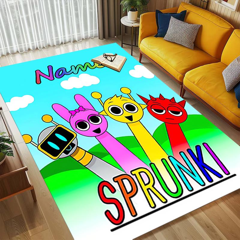 Custom Name Sprunki Love Living Room Non-Slip Area Rug Soft Carpet for Bedroom Kids Playroom Sofa Office Home Decor Doormat