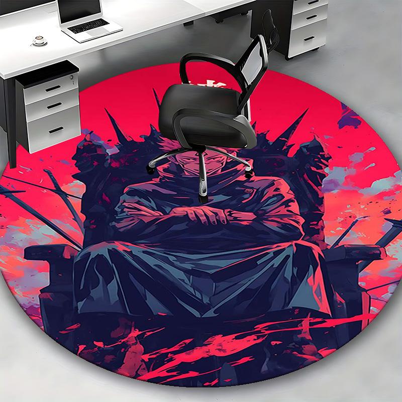 1pc Jujutsu Kaisen Satoru Gojo Round Carpet - Anime Design Chair Mat, Non-Slip Rug for Office, Home Decor, Living Room