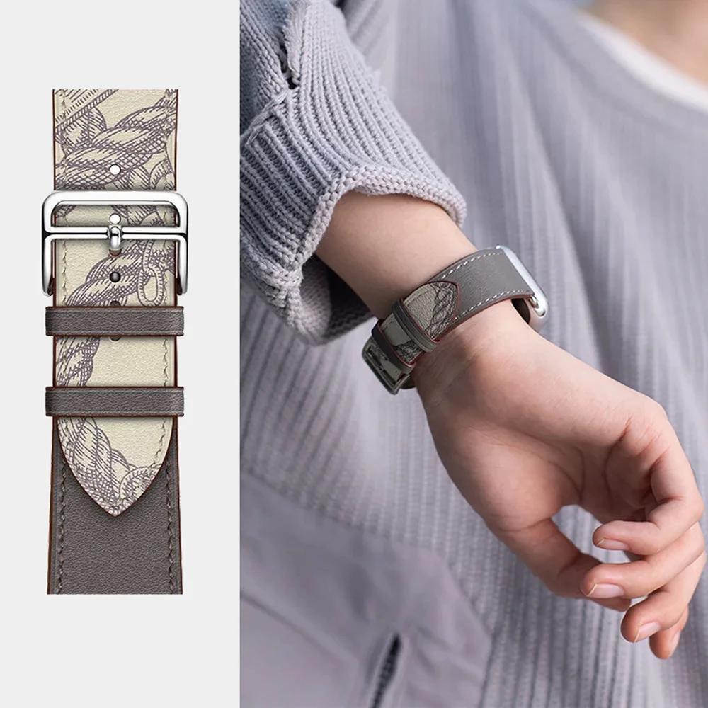 Leather Watch Straps for Apple Watch Band 46mm 44mm 49mm 45mm 42mm 40mm 38/41mm Bracelet iWatch Series 10-Ultra 9-8-7-6-5-4-3-SE