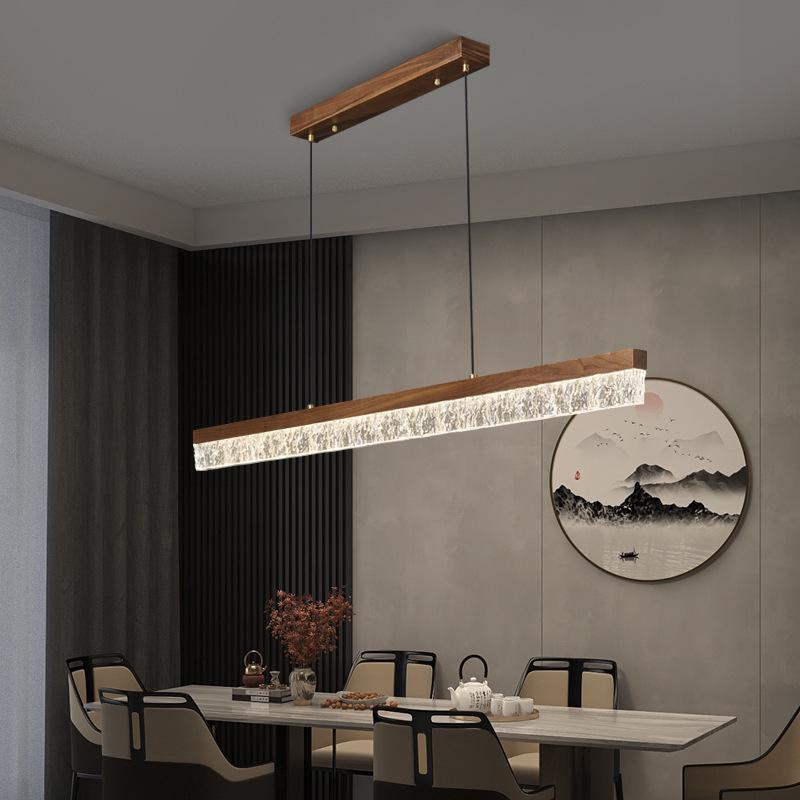 Zen Designer Tea Room Chandelier with Black Walnut and Copper