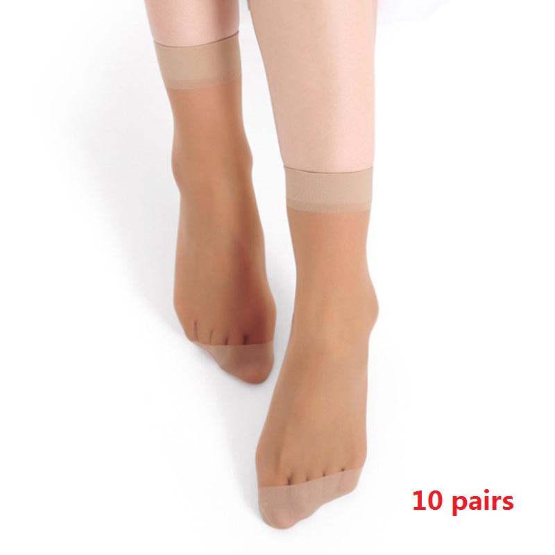 Buy 10 Pairs Spring and Summer Ultra Thin Socks Women's Transparent ...