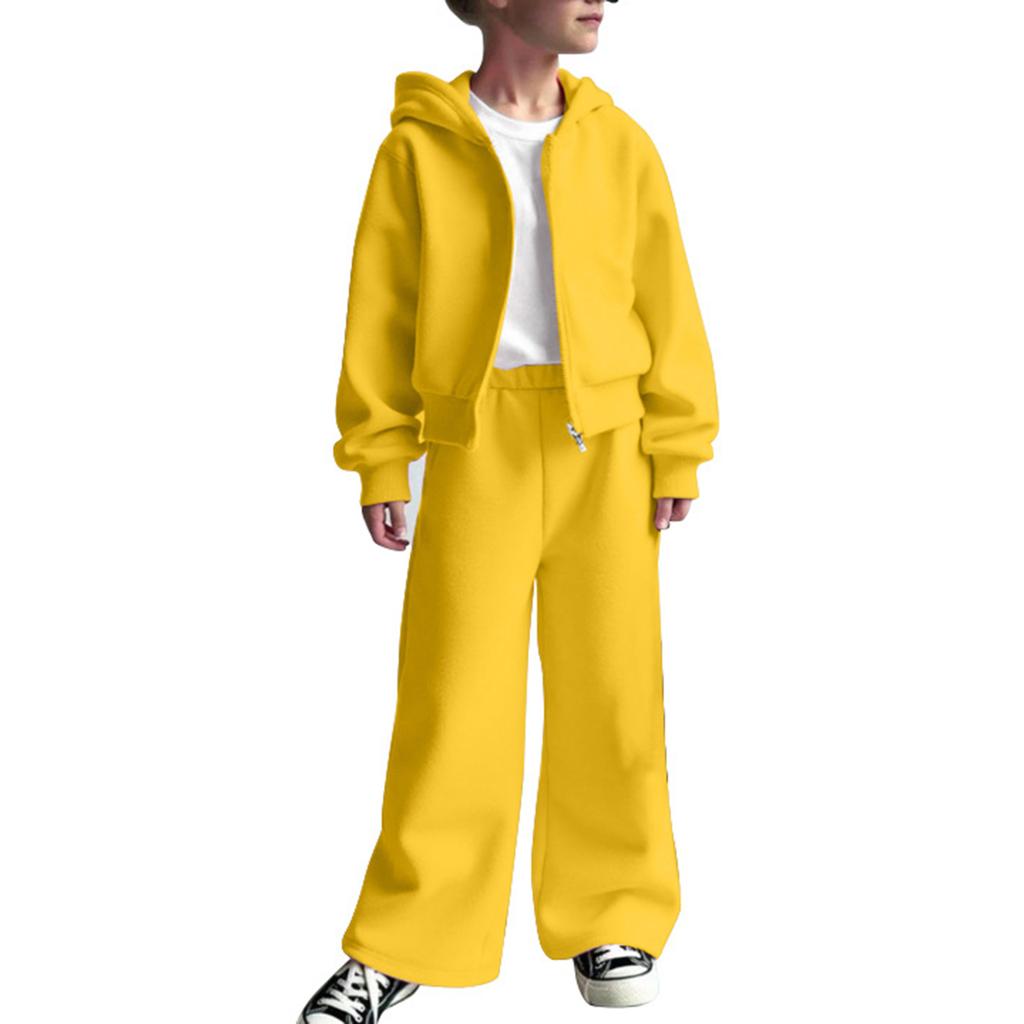 Girls' Hooded Jacket + Pants + T-Shirt Three-Piece Set Sports Fleece Casual Children's Outfit