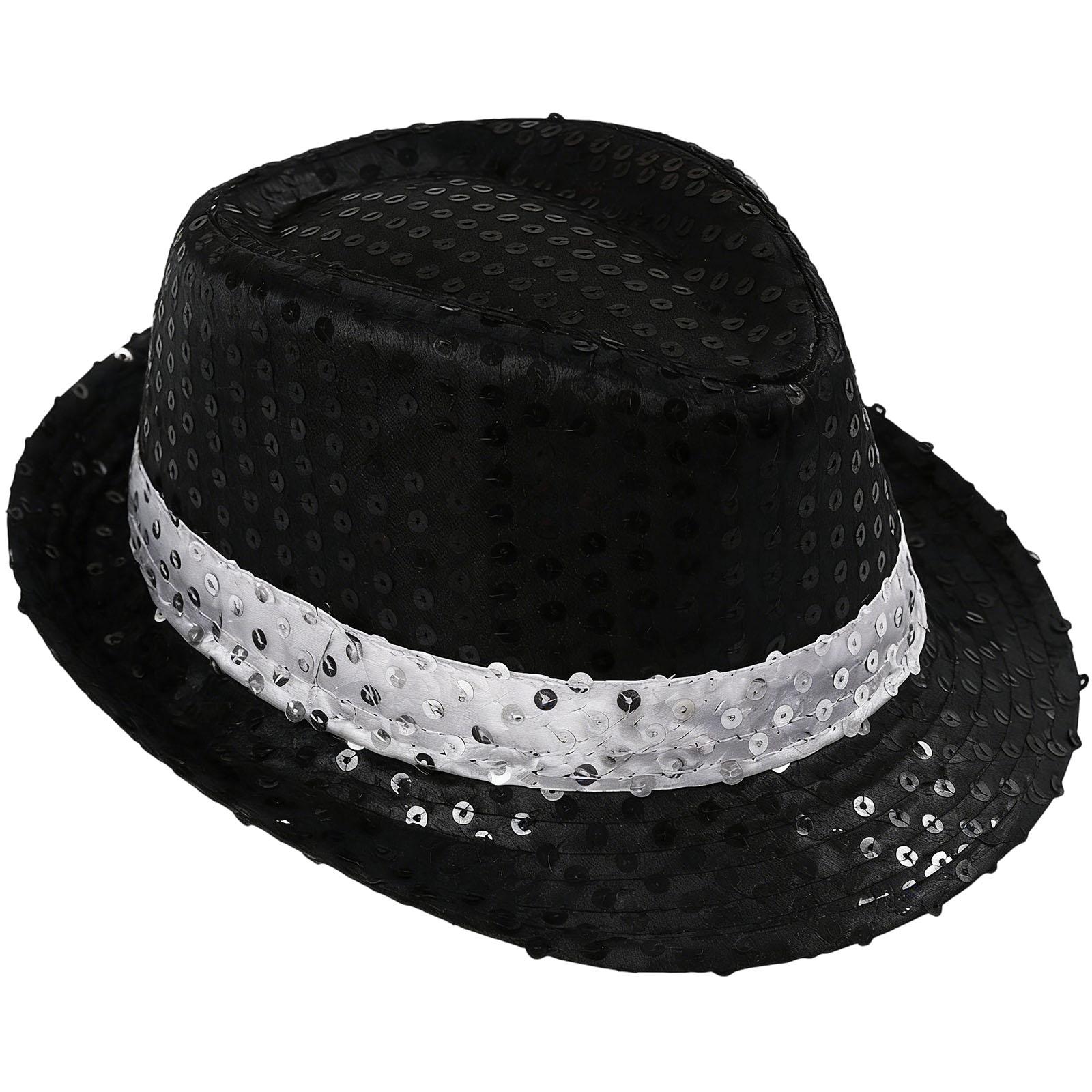 Pailletten-Fedora-Hut für Erwachsene Klassischer Trilby-Stil Leichter Party-Accessoire mit Glitzereffekt Geeignet für Veranstaltungen Auftritte Kostüme One Size weiß