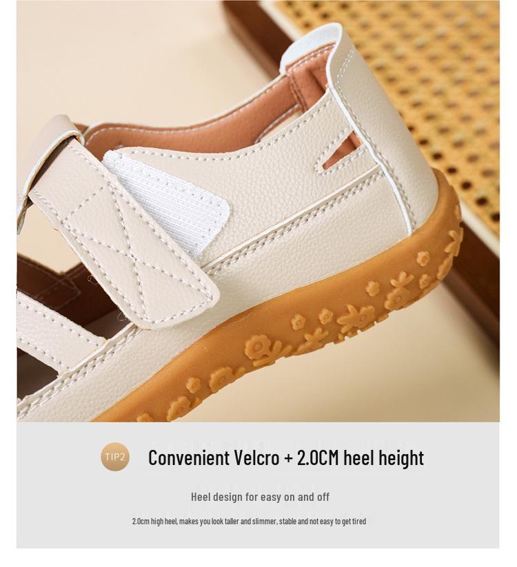 Plus Size Summer Retro Sandals: Soft Sole Velcro Beach Shoes for Women