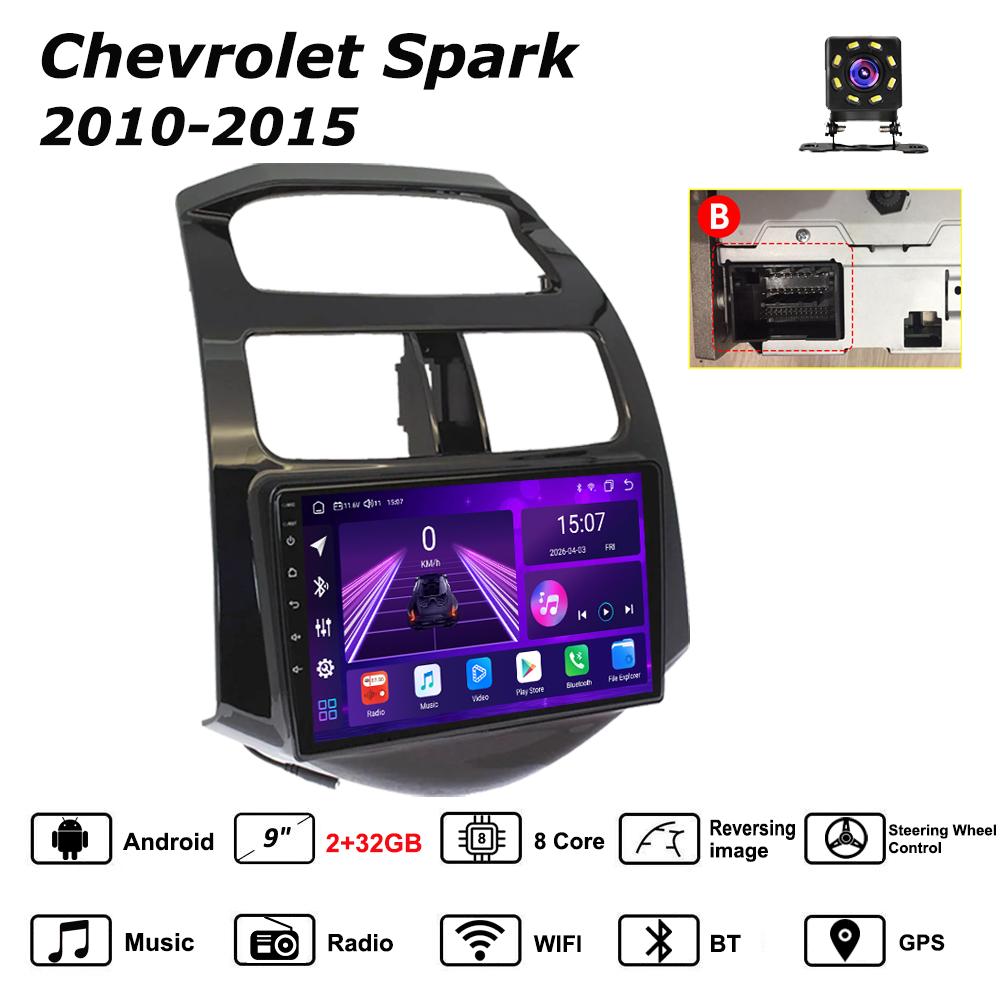 

Android Car-Play Car Radio For Chevrolet Spark 2010-2015 Multimedia Player Head Unit Stereo GPS Navigation BT WIFI,8 CORE ,2+32GB B чорний