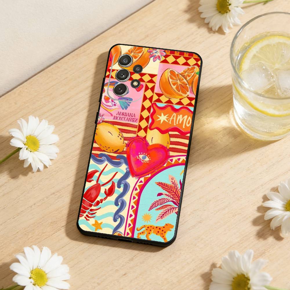

Fashion Art Retro Fruit Pattern Phone Case For Samsung S26,S25,S24,S21,S22,S23,S30,Ultra,S20,Plus,Others Soft Black Cover Samsung S24ULTRA