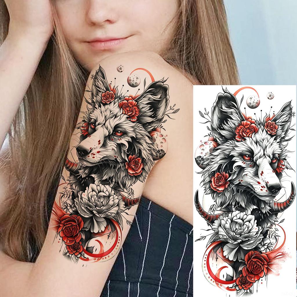 1 Blatt Kreative Malerei Drache Löwe Temporäre Tattoos für Männer Frauen Erwachsene Körperkunst Wasserdichte Realistische Fake Tattoo Aufkleber