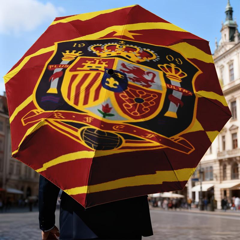1PC Spain's Royal Emblem Printed Umbrella Folding umbrella, automatic umbrella 8-Frame for Travel, camping Fan gifts Christmas Gifts