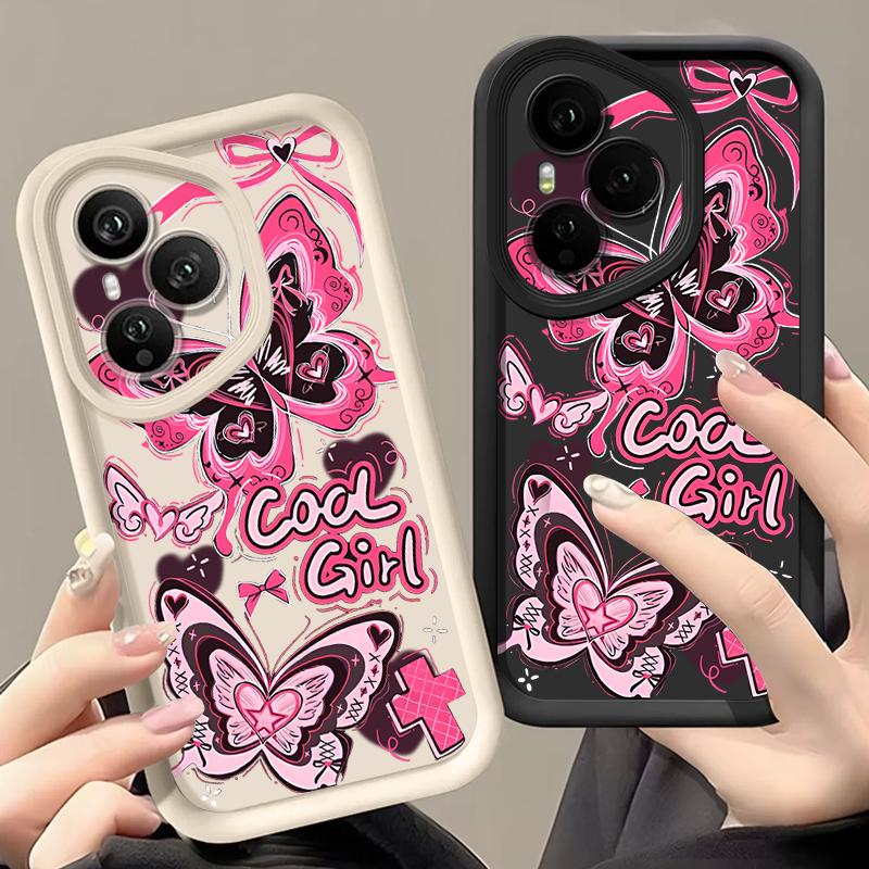 Cool Girl Butterfly Painting Case For Honor 400 Lite 200 Pro Shockproof Bumper Soft Cover Funda For Honor X9C Smart X8C Magic 7