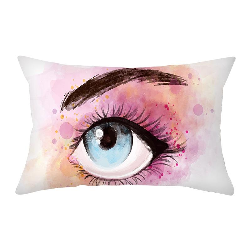 Peach Skin Waist Pillowcase Eyelash Print Cushion Cover Sofa Office Cushion Cover