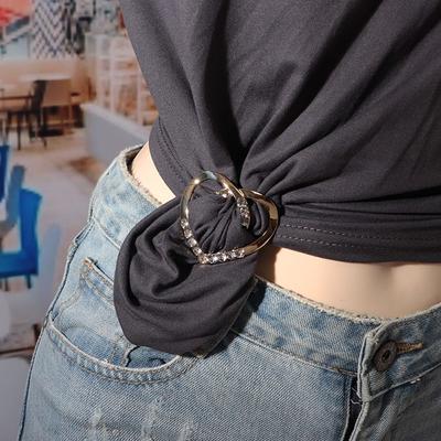 Gioielli di moda geometrici Amore Cuore Cristallo Spilla a tre anelli Sciarpa Fibbia Sciarpa Anello Scialle Clip