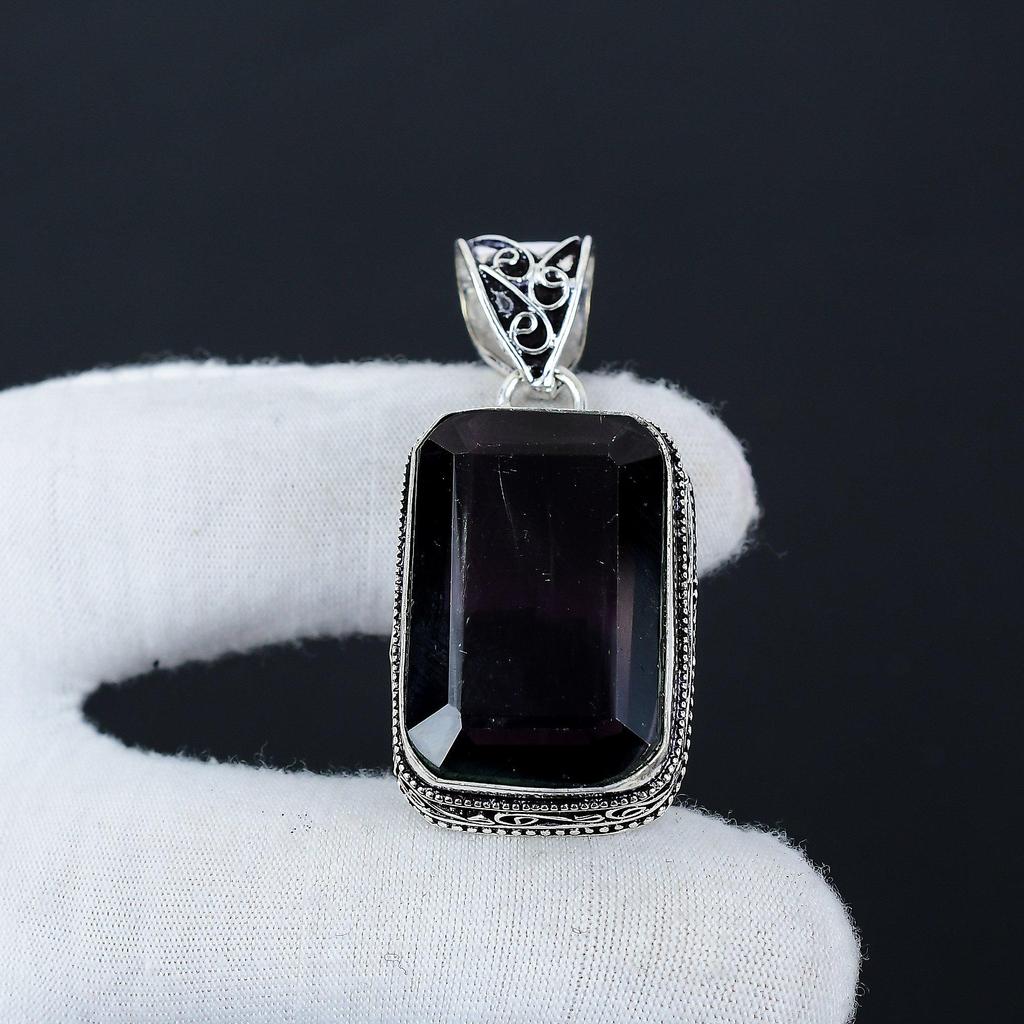 Beautiful Amethyst Gemstone Silver Pendant in 925 Sterling Silver- Handmade Design, Everyday Wear Jewelry, Unique Pendant Engagement Gift