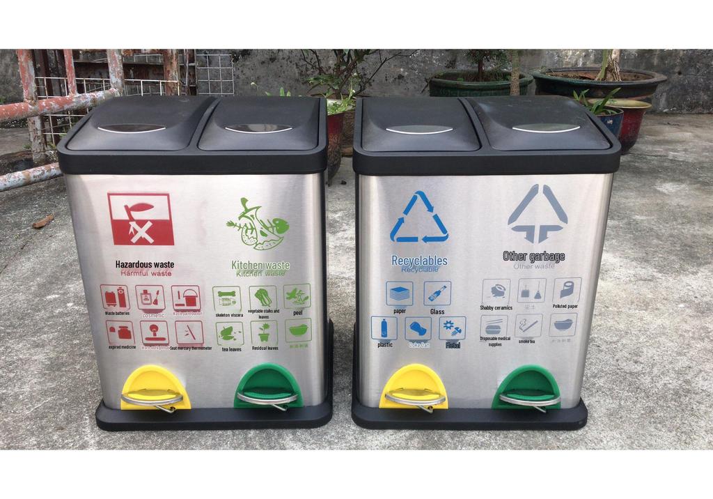 Eco-Friendly Stainless Steel Flip-Top Foot-Pedal Trash Bin for Living Rooms and Outdoors