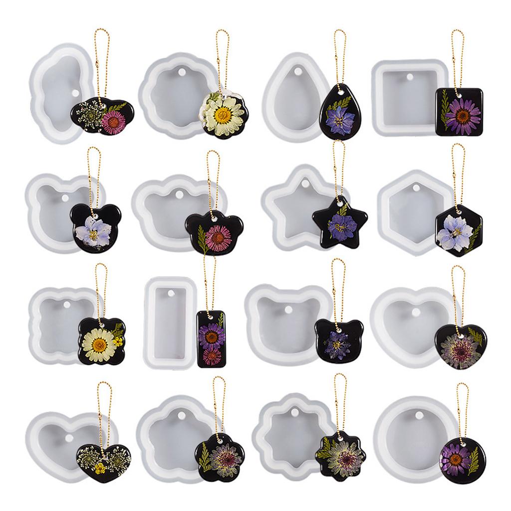 12 Pcs Nonstick Geometric Mold Handmade Pendants Silicone Mold DIY Crafts Tool for DIY Keychain Jewelry Plasters