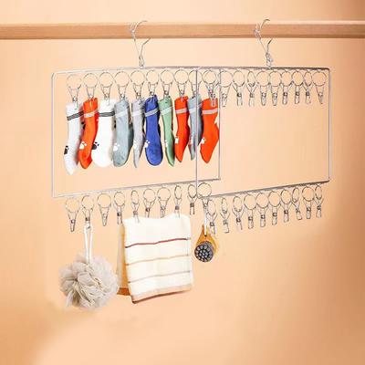 20 Clips Stainless Steel Clothes Drying Hanger Windproof Clothing Rack Clips Sock Laundry Airer Hanger Underwear Socks Holder