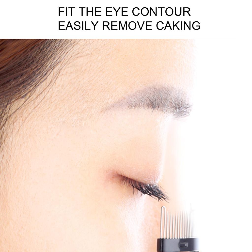 Eyelash Comb Folding Reusable Stainless Steel Eyelash Separator with Cover Cosmetic Tool Black
