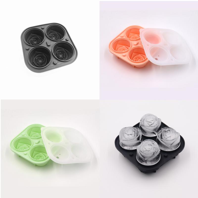 3D 5cm Rosblomma DIY Iskubsform Kakform Bricka Glassverktyg Whiskey Vin Cocktail Silikonform Iskubsbrickor Formar