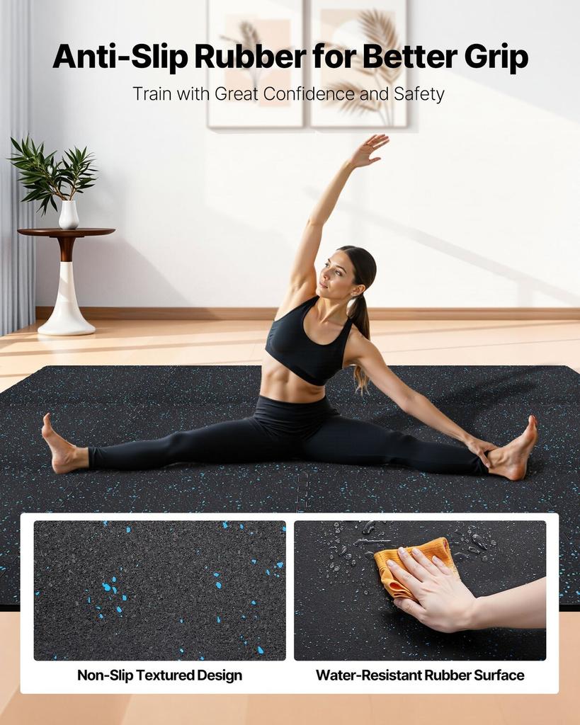 Puzzle Exercise Mat, 24 PCS Fitness Equipment Mats, 610 x 610 x 10 mm, High-Density EVA Foam Mats Set, Interlocking Rubber Soft Tiles, Protective