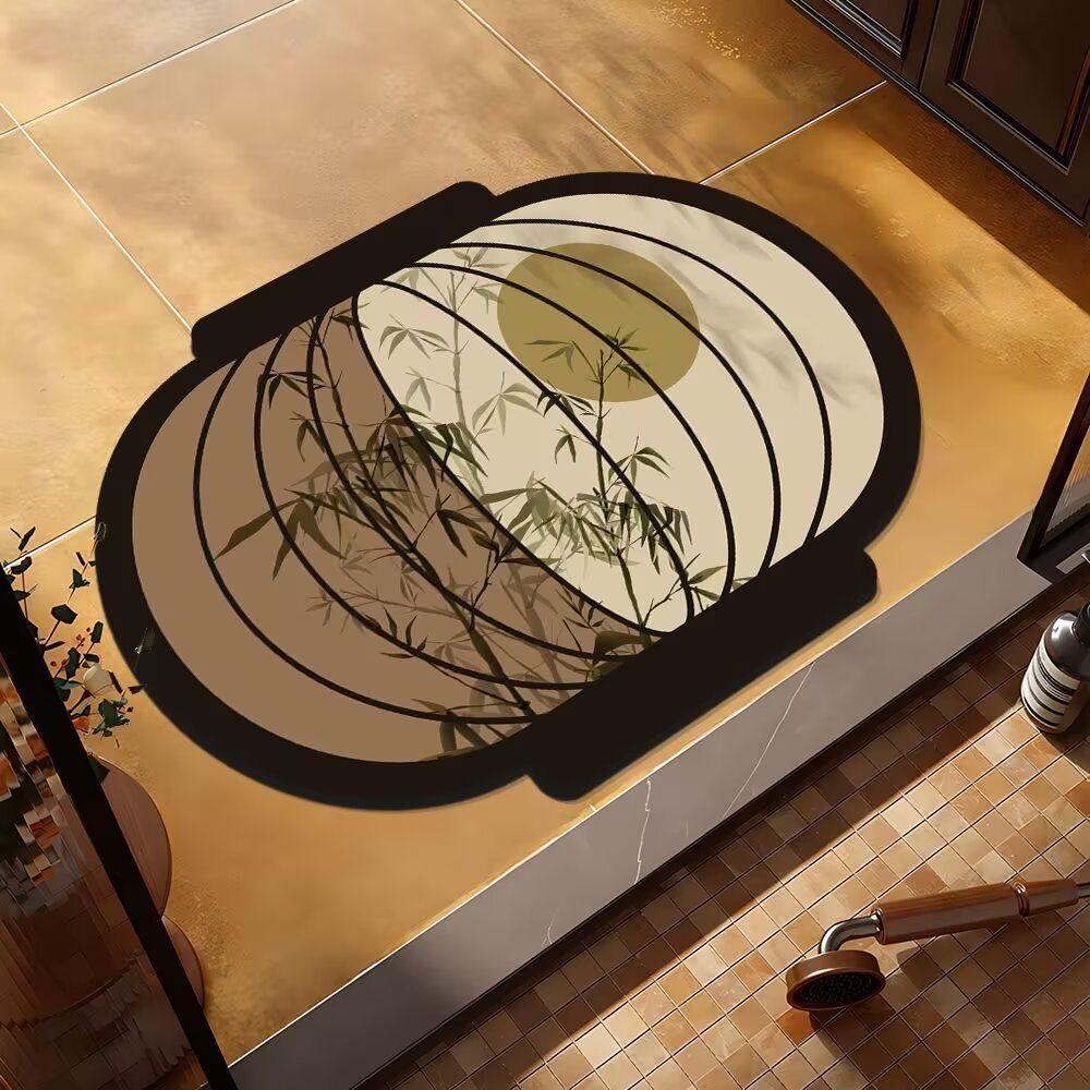 Bathroom door mat New Chinese style diatom mud suction toilet foot mat Entry door Lantern floor mat