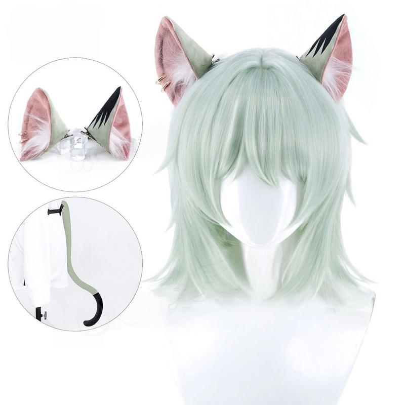 Chainsmoker Katze Yaniko Satou Cosplay Perücke Gemischte Flauschige Faserhaare Mit Katzenohren Yani Neko Anime Haarteil Halloween Cosplay