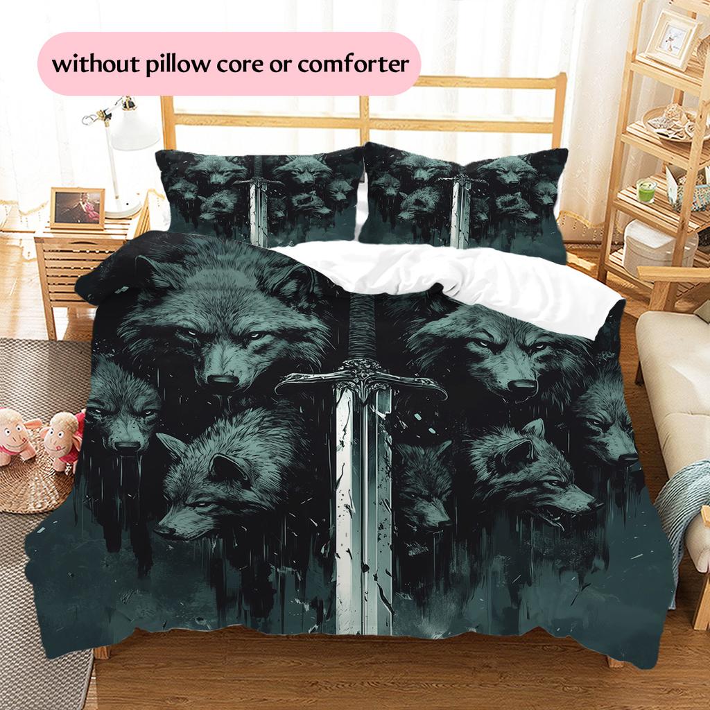 Sword Pattern Bedding Quilt Set Home Decoration Gift (1 * Duvet Cover + 2 * Pillowcase Without Core)