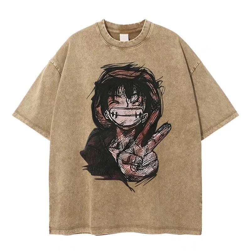 Футболка с принтом Аниме Манга One Piece Луффи Хлопок 2XL