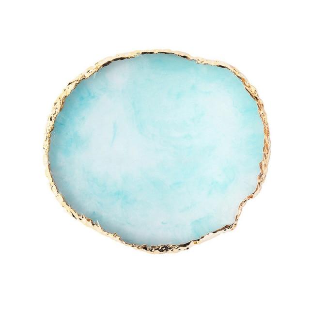 Resin Nail Art Painting Gel Palette DIY Manicure Accessories Tools Golden Edge Polish Agate Mix Stir Crystal Gem Plate