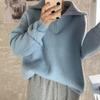 Lapel half zipper knitted sweater women's autumn and winter new commuter versatile loose pullover sweater women