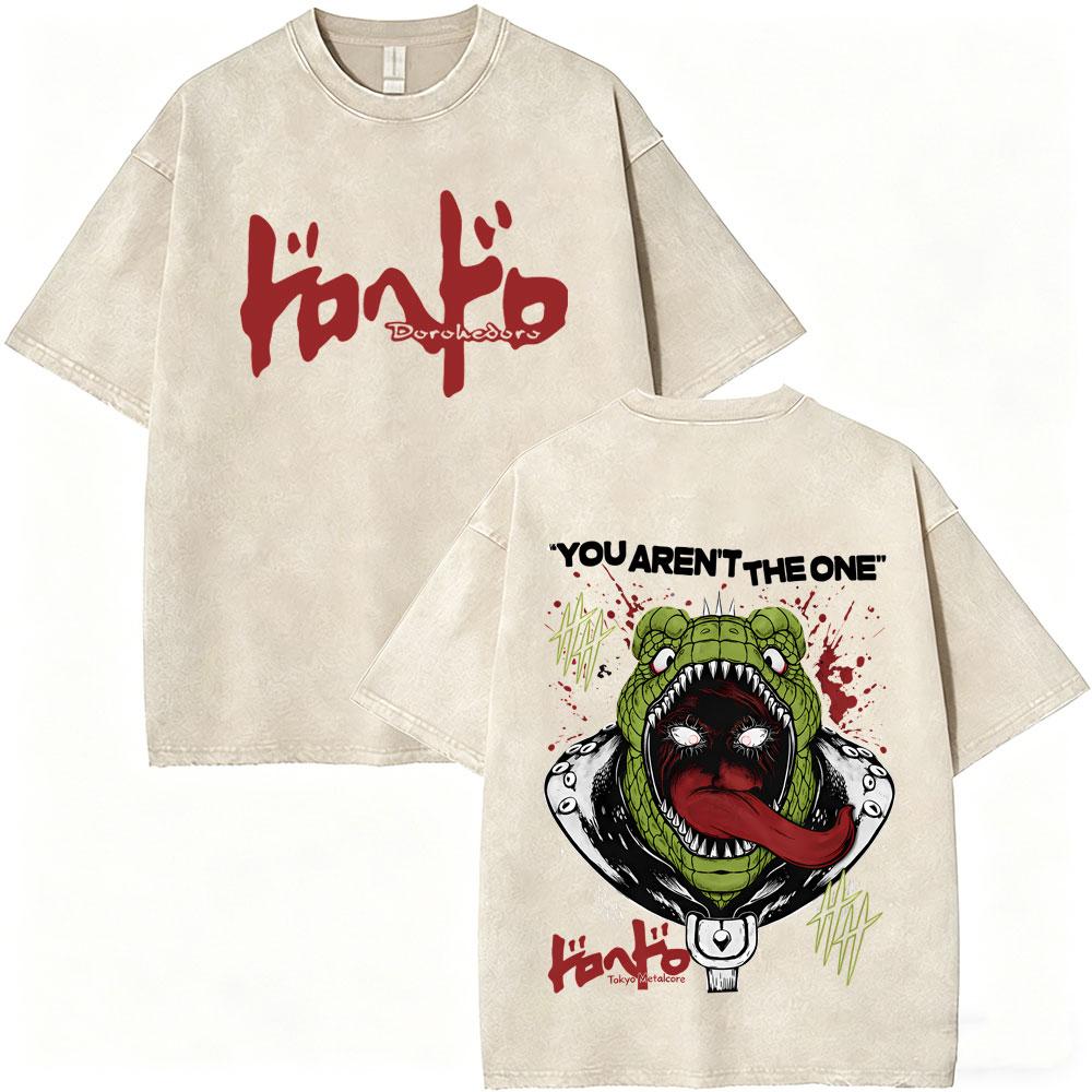T-shirt Grafiche Vintage Lavate Anime Dorohedoro Kaiman Uomo Donna Gotica Manga Rock T-shirt Maschili T-shirt Oversize Streetwear