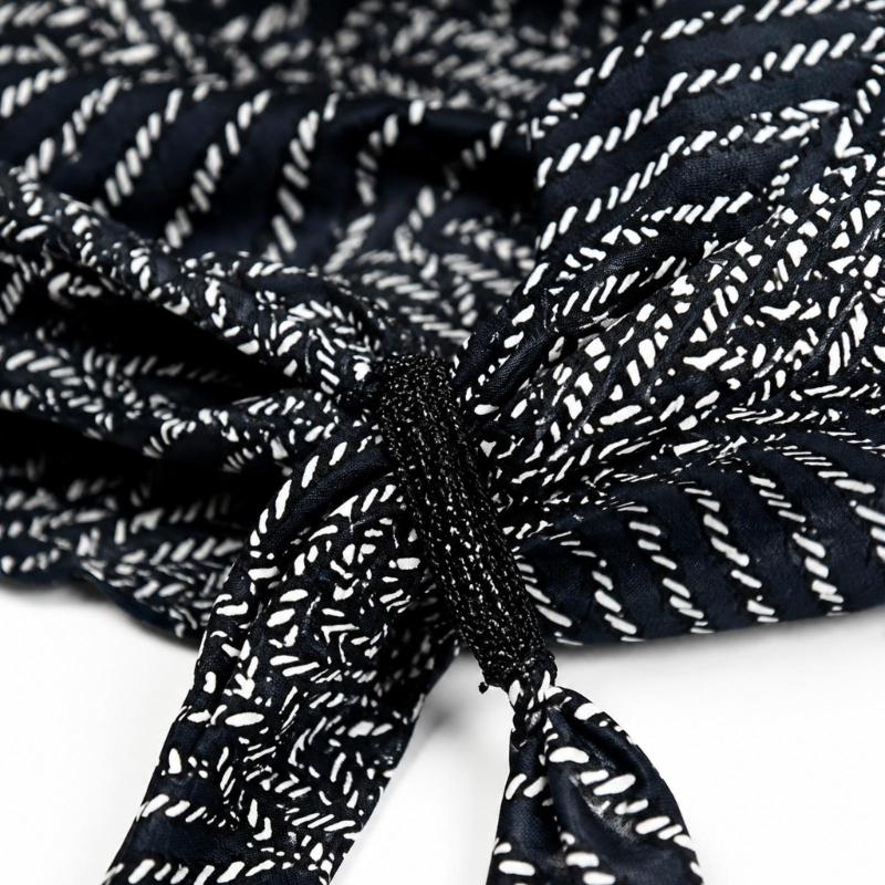 Triangular Scarf Belt Sash with Black and White Geometric Stripe Pattern, Direct-Knot Closure, Waistband Girdle for Flexible Waist Styling