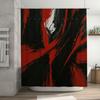 Modern Bathroom Decor Shower Curtain with Red Black Abstract Design for Bathtub Home Decoration 72 x 84 Inches