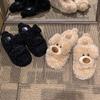 2025 autumn and winter new cartoon thick-soled fluffy slippers women wear open-toed plush home cotton slippers