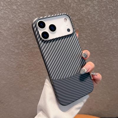 Kunststoff-Hülle mit Carbonfaser-Textur, schlank, matt, für iPhone 17 Air 16 15 14 13 12 11 Plus Pro Max, zweifarbige Hartstoßstangenabdeckung