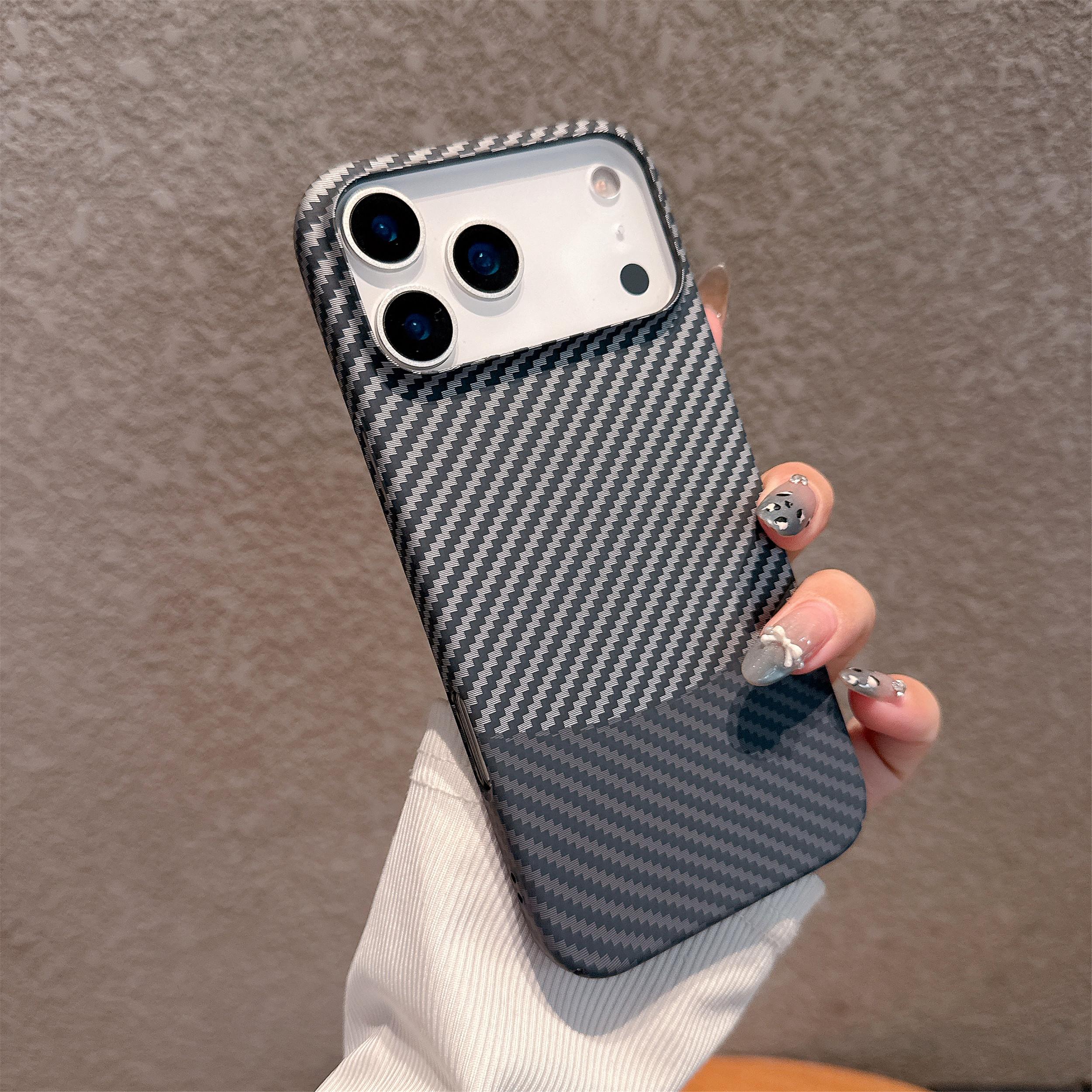 Пластиковый тонкий матовый чехол с текстурой углеродного волокна для iPhone 17 Air 16 15 14 13 12 11 Plus Pro Max, цветная splicing, жесткий бампер iPhone17 Pro
