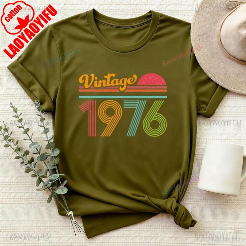Προσαρμοσμένο 50ο Limited Edition Vintage Δώρο Γενεθλίων Υψηλής Ποιότητας Βαμβακερό Μπλουζάκι Έτος 1976 Unisex Street Fashion Hipster Κοντομάνικο