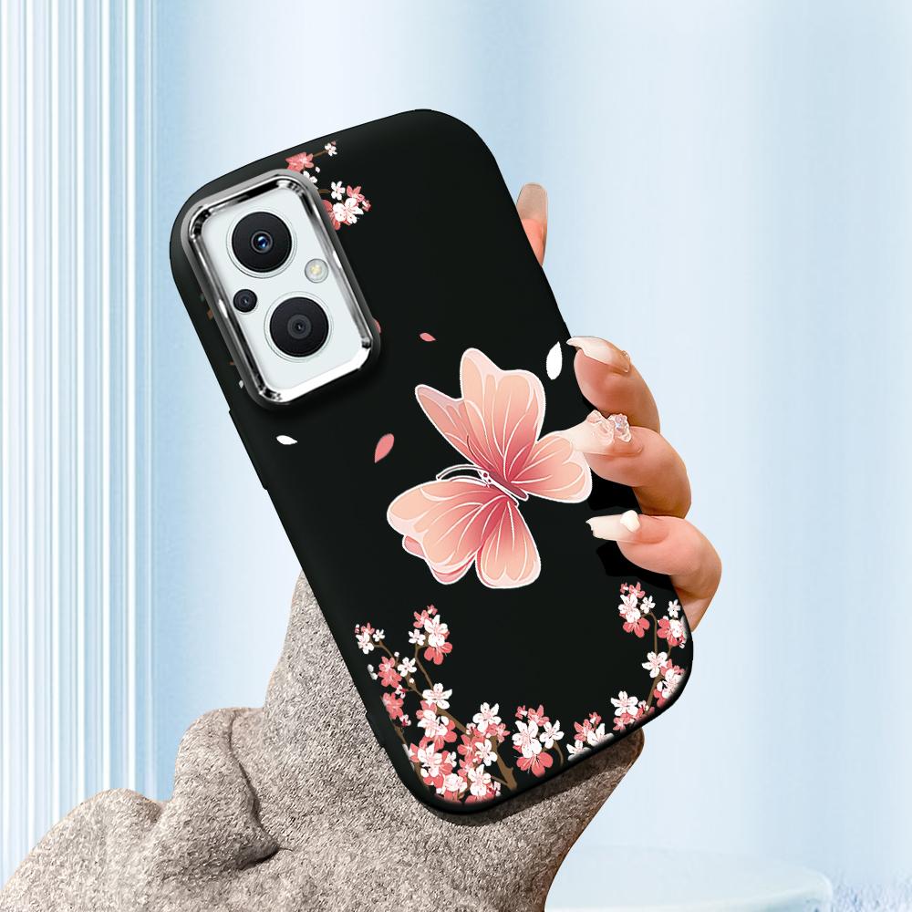 Für Vivo V23 V25 V27 V29 V30 Y27S Y28 Y33S Y36 Infinix Hot30I Hot40 Tecno Spark20 Cartoon Schwarze Katze Silberner Rand Weiche Flüssigsilikon Schutzhülle