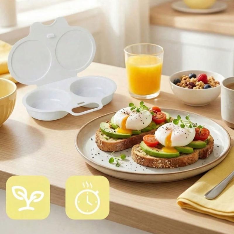 2 ks Užitečný podnos na přípravu omelet a vajec v mikrovlnné troubě Netoxická krabička na vaření vajec v páře Silikonový vařič vajec Poachovač vajec Kuchyňské náčiní na vaření