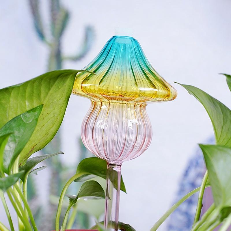 Glass Colored Mushroom Watering Plant Automatic Watering Device Flower Plant Water Dripper Infiltration Water Droplet Irrigation