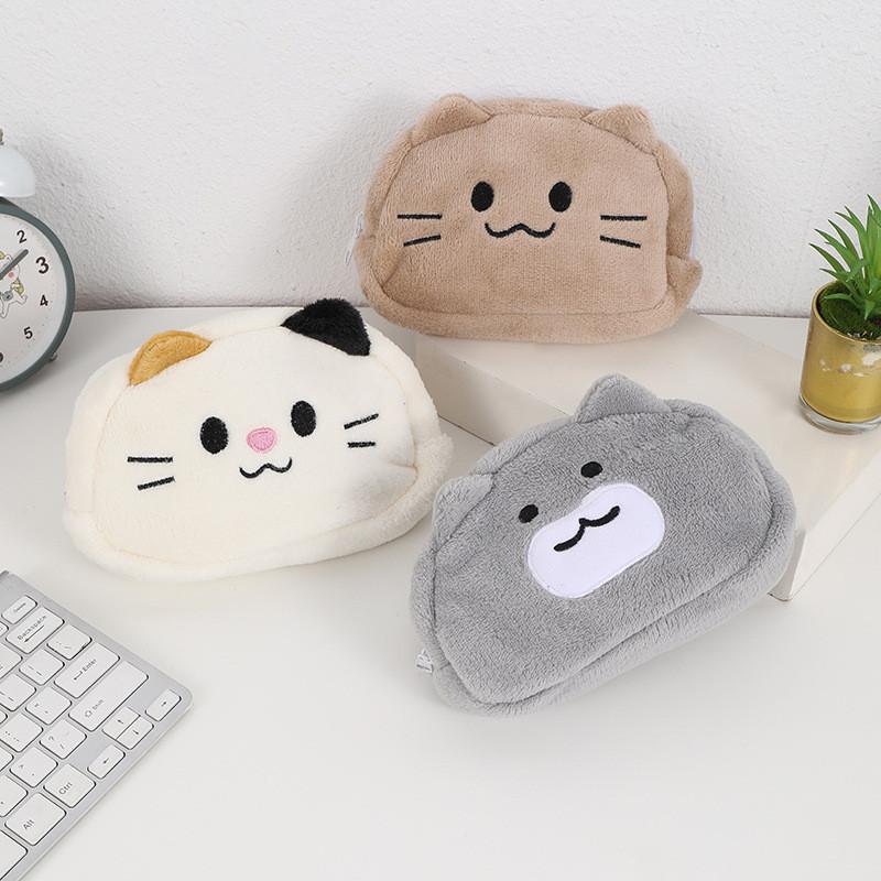Cute Cartoon Cat Pen Organizer With Highquality Plush Material For School Use