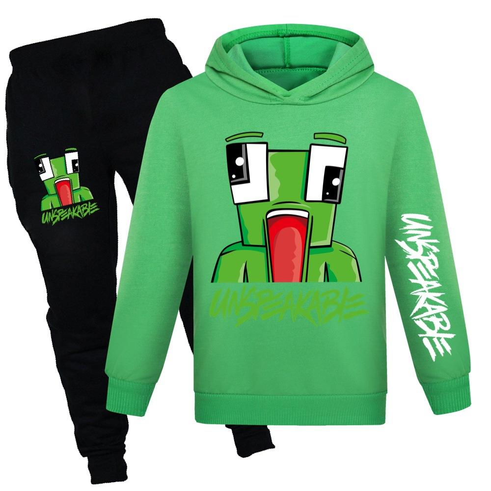 Boys Comfortable Warm Sweater Casual Hooded Loose Printing Clothing Sets Boys