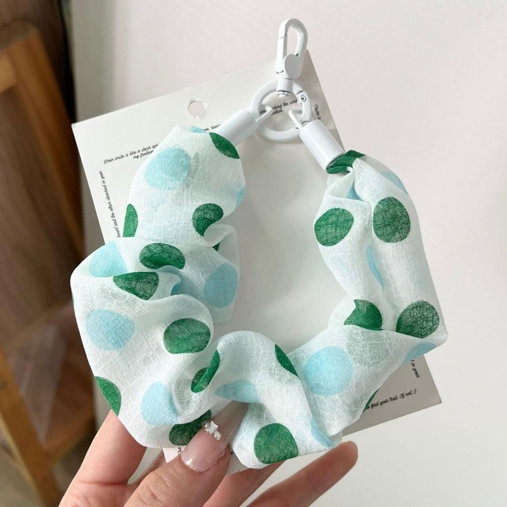 2-in-1 Scrunchie Phone Wrist Strap Polka Dot Keychain Bag Pendant Daily Carry