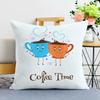 Coffee And Tea Cup Printed Throw Pillow Covers Cafe Tea Restaurant Decorative Pillowcases Sofa Cushion Covers Home Decoration