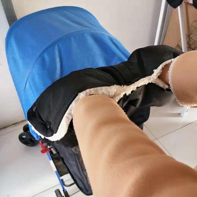 Winter Outdoors Baby Stroller Warm Gloves Thickened Plush Warm Gloves General Stroller Handle Windproof Gloves