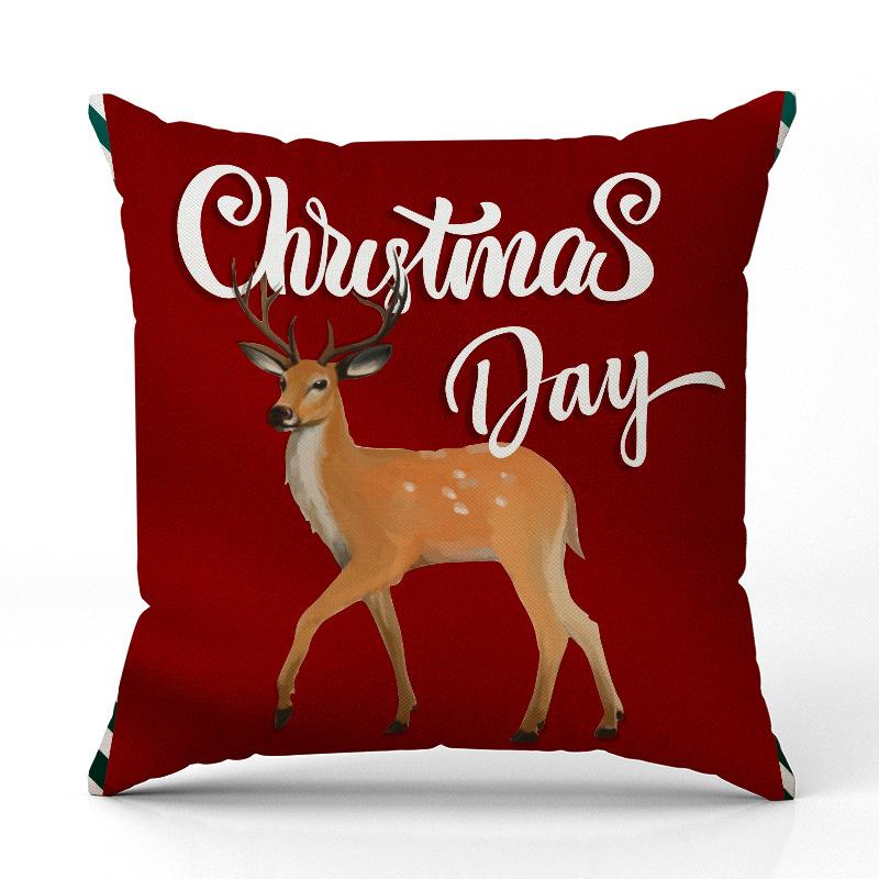 New Red Snowman Christmas Pillow Case Line Printed Pillow Case Festive Room Sofa Decoration Cushion Case