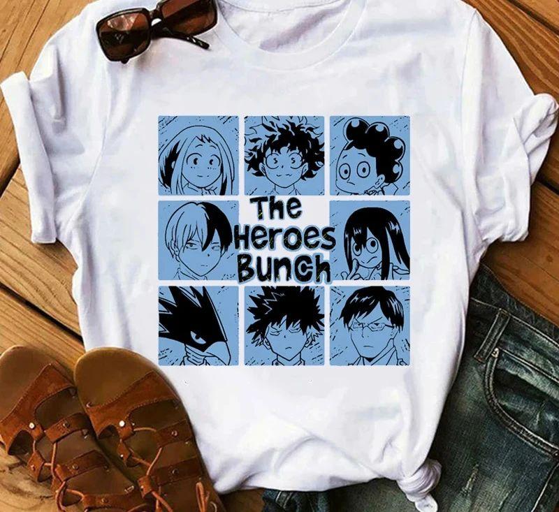 Japanese Anime My Hero Academia Graphic Fun Print T Shirt Fashion Women Retro Cotton T-shirt  Summer Loose Y2K Top T-Shirt