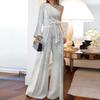 Set da 2 Pezzi Nobile Traspirante alla Moda Benda Fiocco Bordatura Glitterata Elegante Outfit da Donna Set Blusa Pantaloni