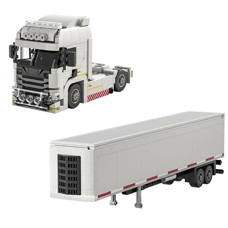 European Truck Head Building Blocks Diy Connectable Container Trailer Model Bricks Educational DIY Toys For Children's Gifts