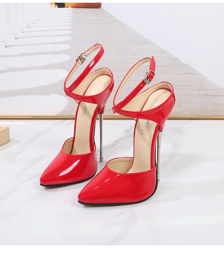 zapatos mujer 16cm thin heels shoes woman Pointed Toe Female Party Sandals Buckle Cosplay Punk pumps sandalia feminina